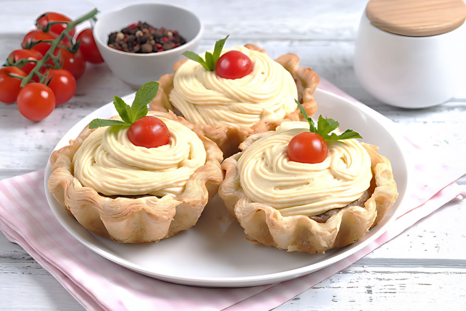 Тарталетки с мясной начинкой