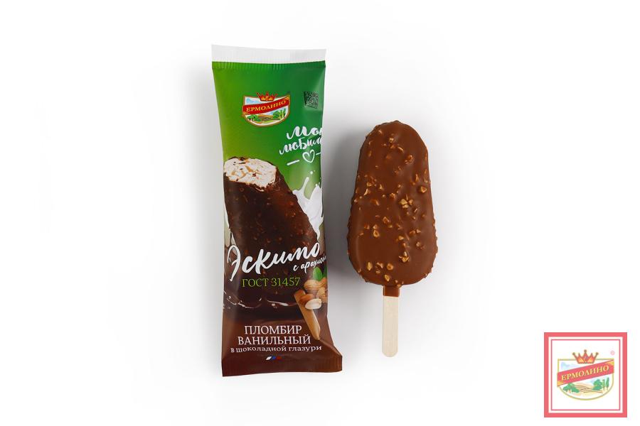 Мороженое эскимо пломбир ванильный в шоколадной глазури с арахисом