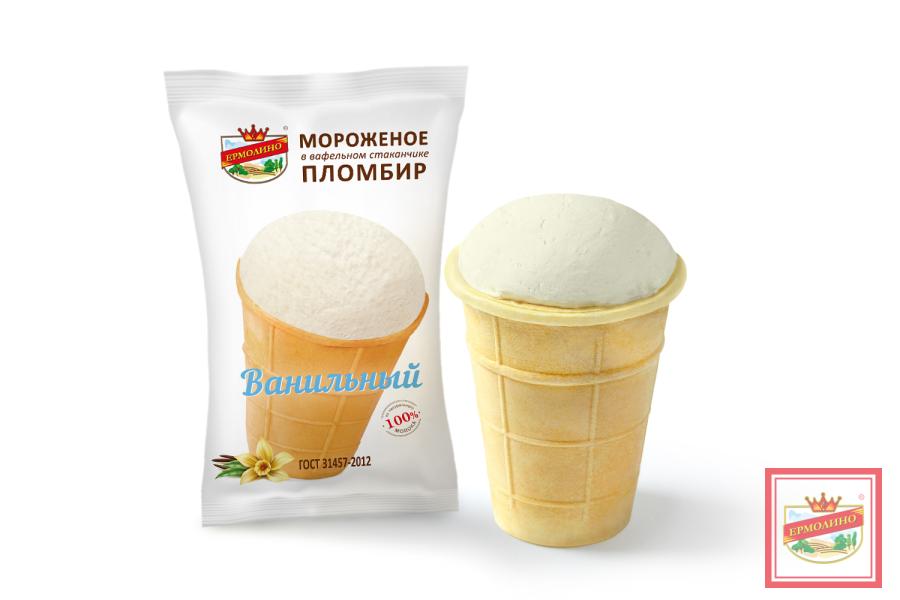 Пломбир ванильный в вафельном стаканчике