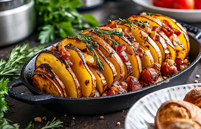 Картошка-гармошка с беконом