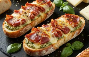 Бутерброды с грудинкой и сыром в духовке