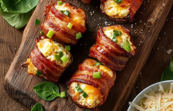 Рулетики из бекона с сыром