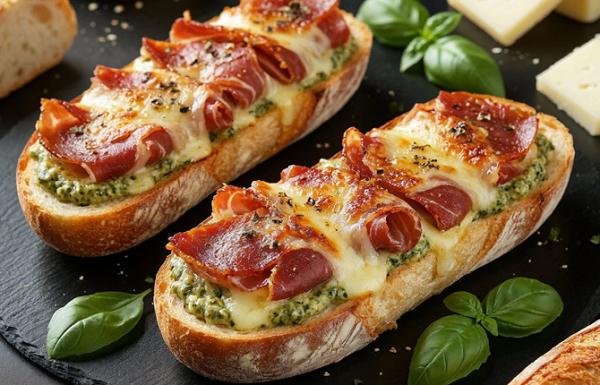 Бутерброды с грудинкой и сыром в духовке