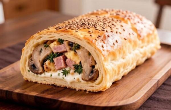 Рулет с грибами, сыром и карбонадом