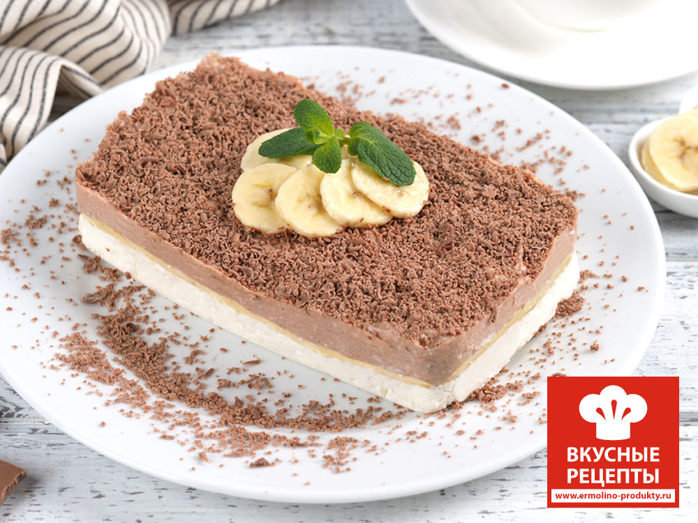 Творожный десерт с бананом фото