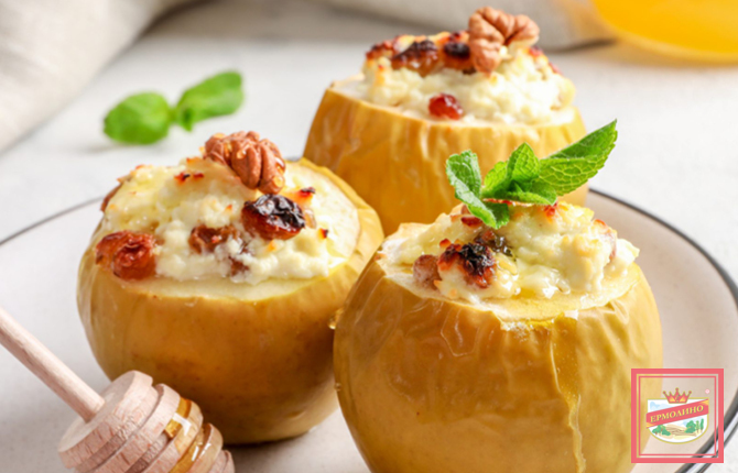 Творожная запеканка в яблоках фото