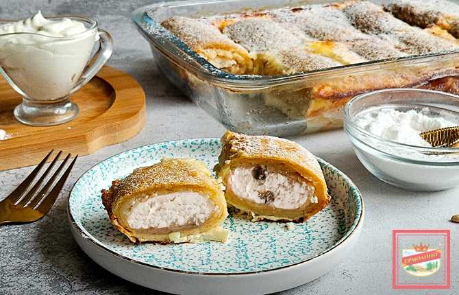 Блинчики с творогом в сметанном соусе фото