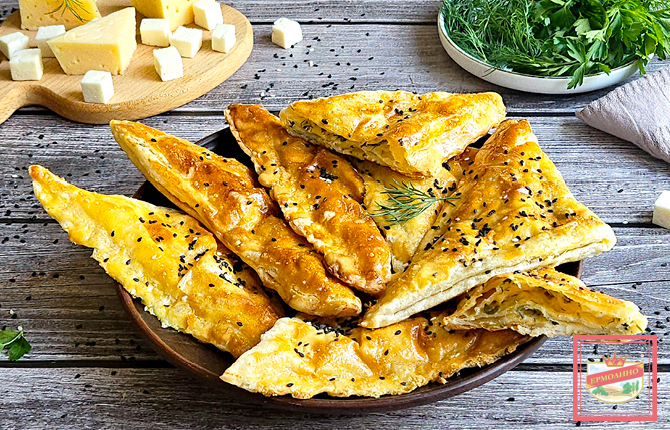 Хачапури из слоеного теста фото