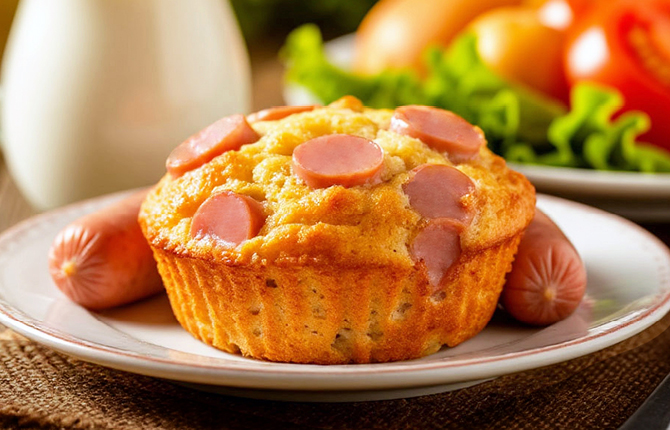 Маффины с начинкой из сосисок фото