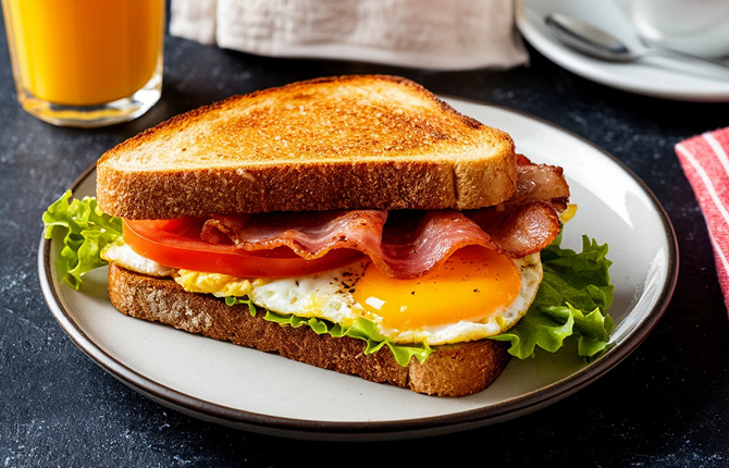 Сэндвич с беконом и сыром фото