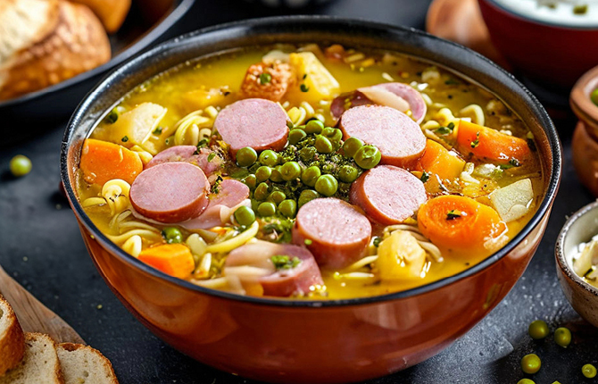 Суп с сосисками фото