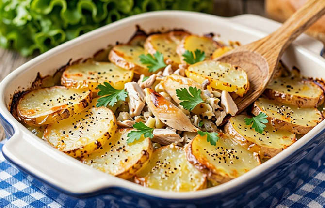 Гратен с курицей фото
