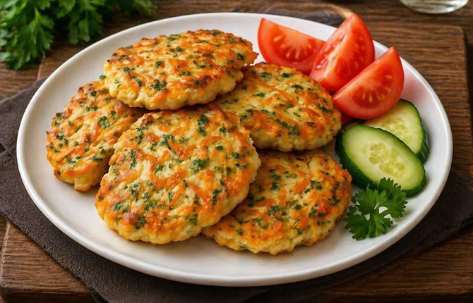 Нежные куриные оладьи на сковороде фото