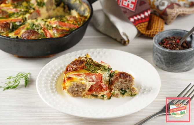 Омлет с помидорами в духовке фото