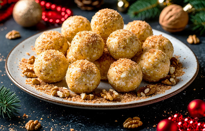 Сырные шарики с орехами фото
