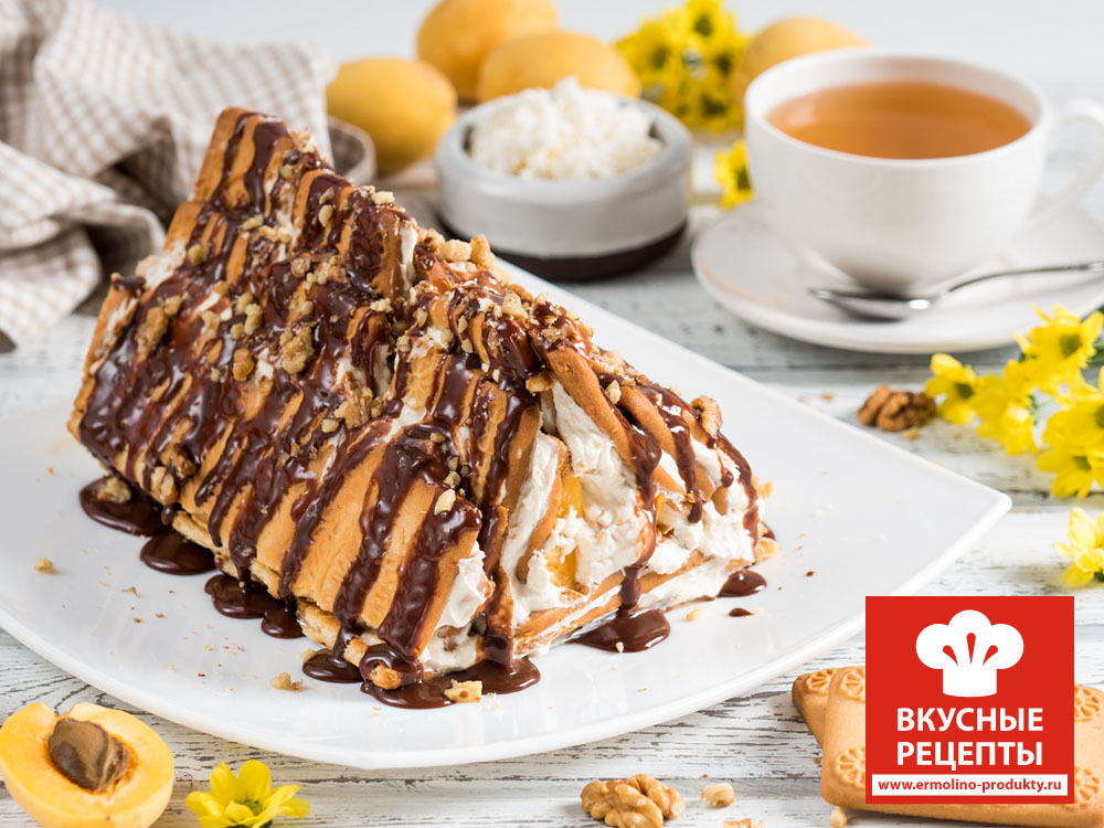 Торт из сметаны и печенья без выпечки фото