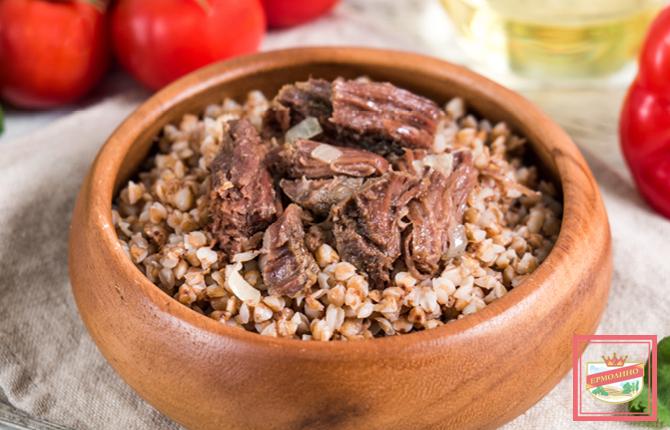 Гречка с тушенкой | Продукты Ермолино
