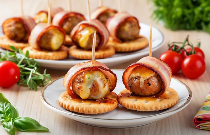 Вкусные канапе с беконом фото