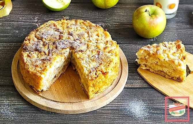 Насыпной пирог с яблоками фото