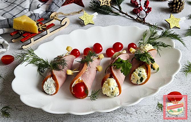 рулетики из ветчины с разными начинками